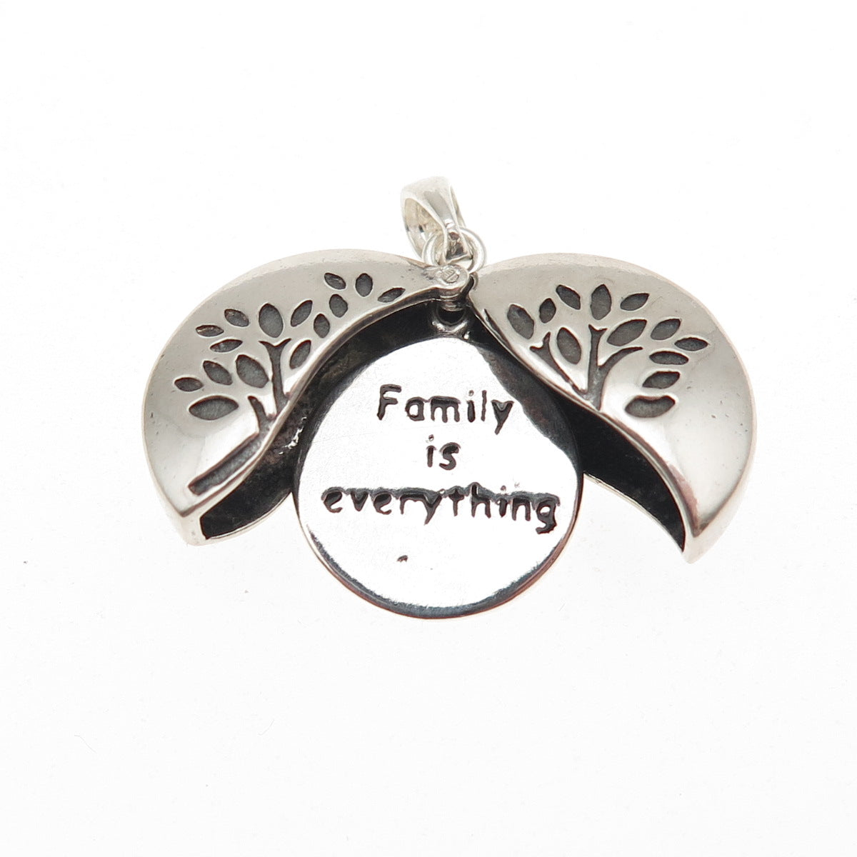 HAN 925 Sterling Vintage Family is Everything Tree of Life Locket Mini Pendant