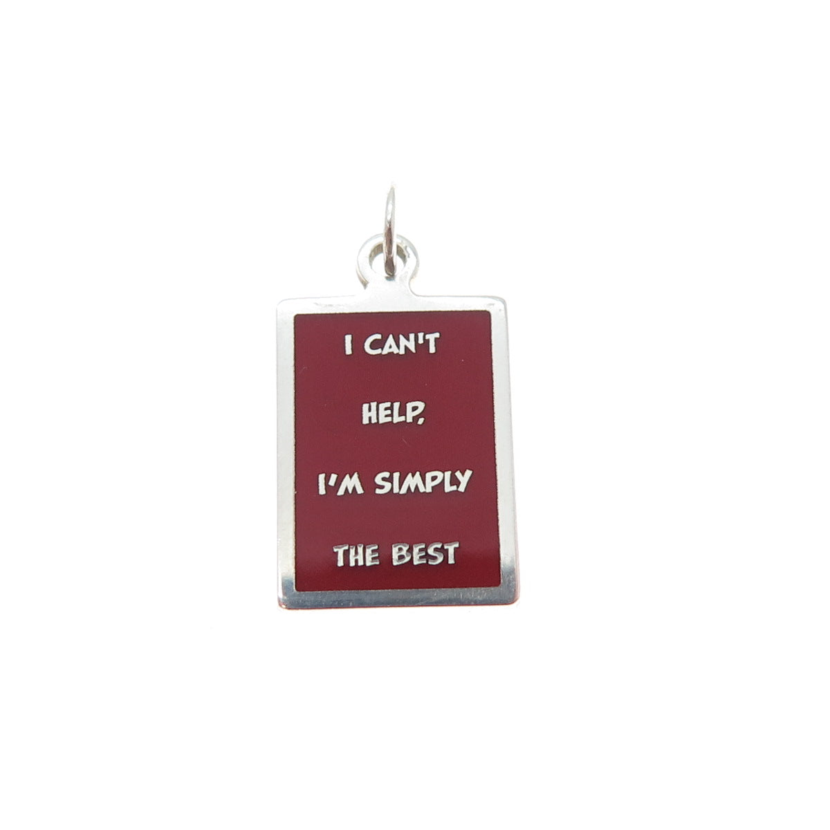 925 Sterling Silver Enamel I Can't Help I'm Simply The Best Minimalist Pendant