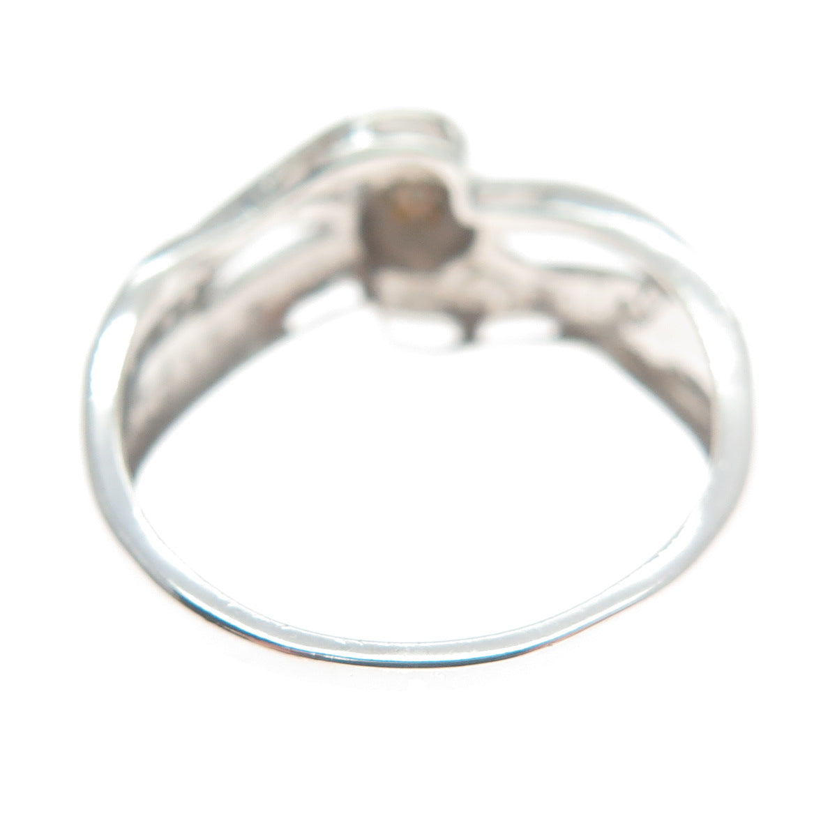 CHUCK CLEMENCY 925 Sterling Silver Real Round-Cut Diamond Ring Size 8.25