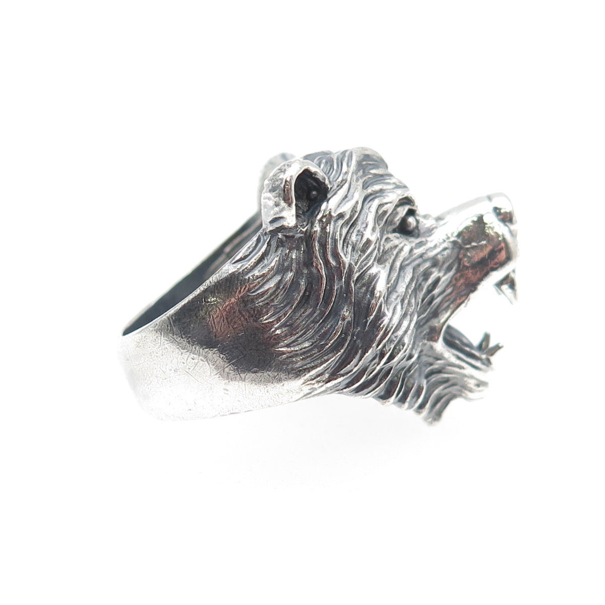 925 Sterling Silver Vintage Grizzly Bear Oxidized Ring Size 10