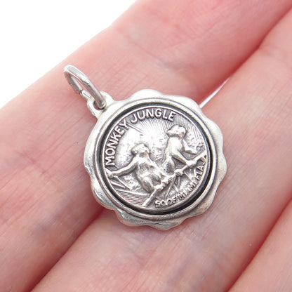 925 Sterling Silver Vintage Monkey Jungle Miami FL Minimalist Charm Pendant