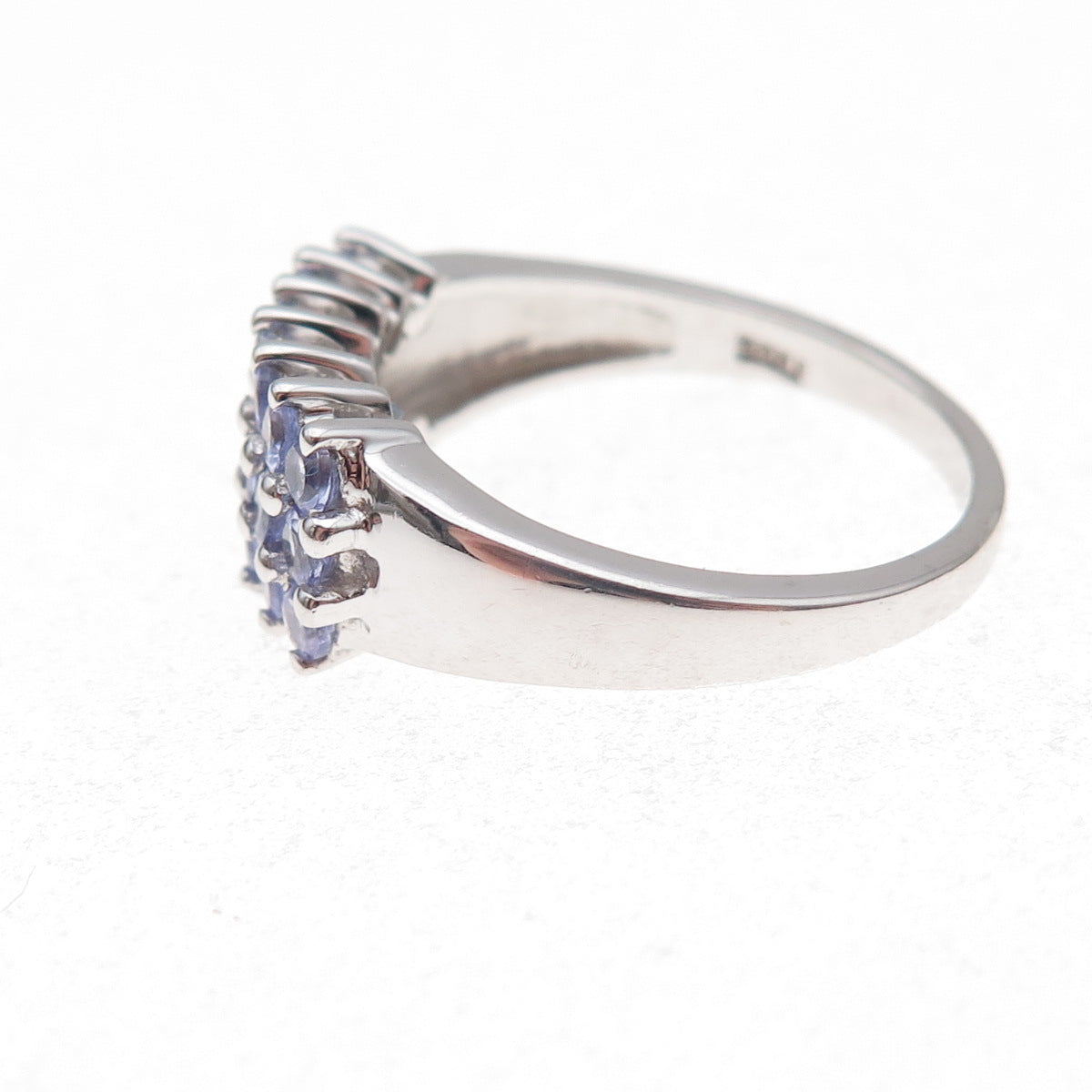 925 Sterling Silver Real Round-Cut Tanzanite Ring Size 8