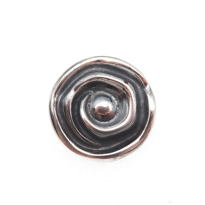 925 Sterling Silver Vintage Modernist Spiral Oxidized Mini Slide Charm Pendant