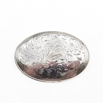 Burkhardt 925 Sterling Silver Antique Art Deco Engraved Floral Pin Brooch