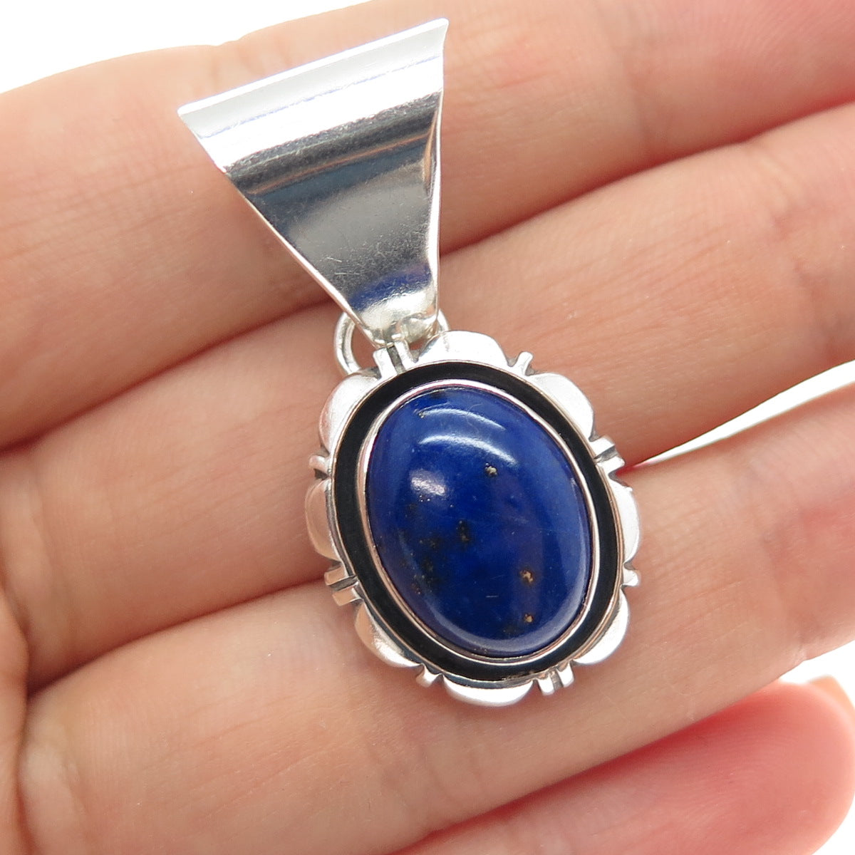 CAROL FELLEY 925 Sterling Silver Vintage 1985 Real Lapis Lazuli Charm Pendant