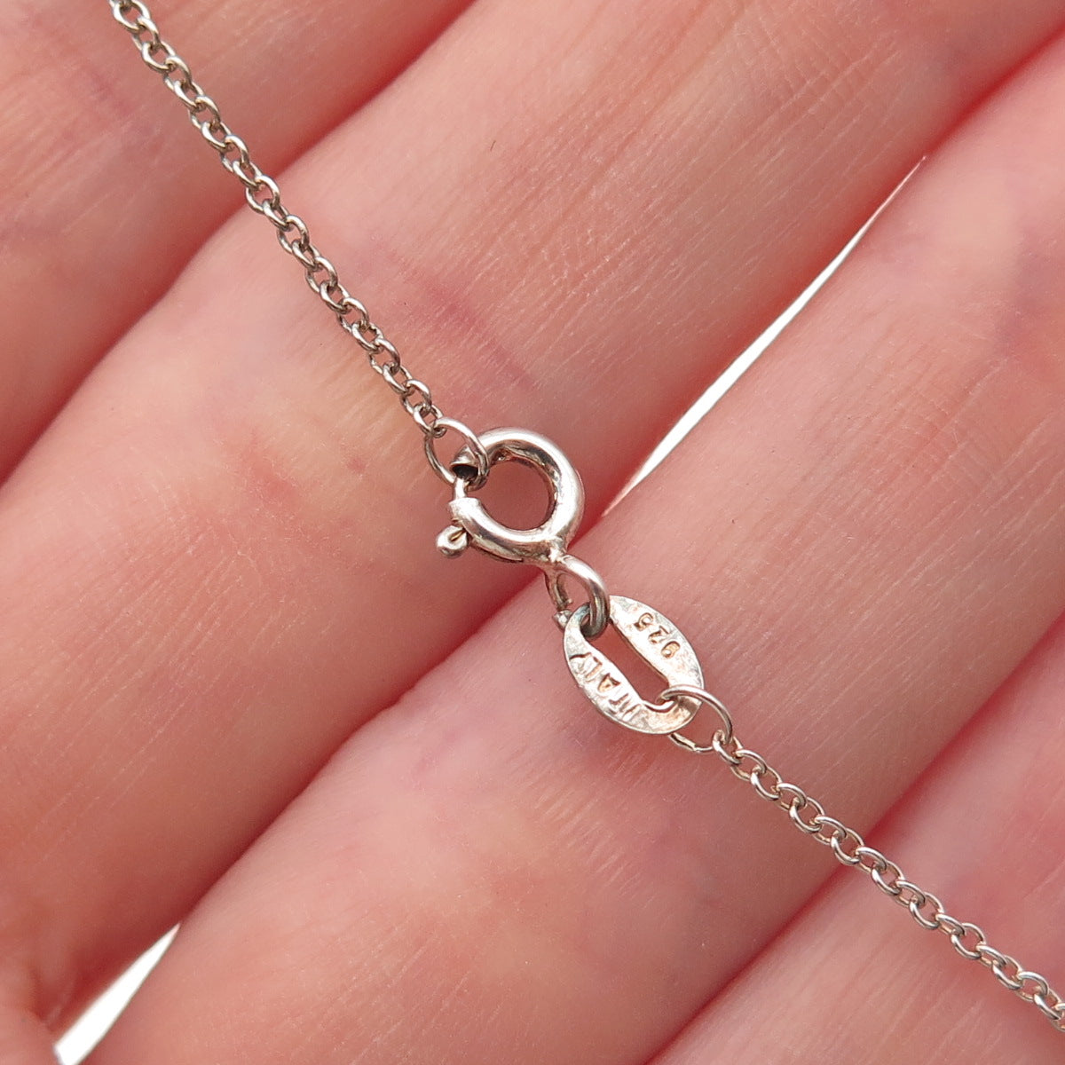 925 Sterling Silver Blue Enamel Rain Cloud Round Tag Cable Chain Necklace 18"
