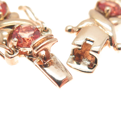 925 Sterling Rose Gold Plated Vintage Real Fire Topaz X Link Bracelet 7.5"