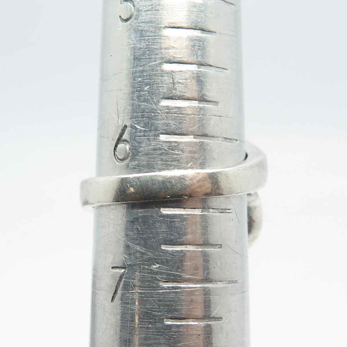 925 Sterling Silver Vintage Dotted Overlap Ring Size 6.25