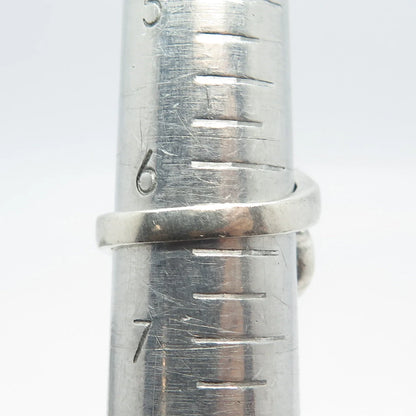 925 Sterling Silver Vintage Dotted Overlap Ring Size 6.25