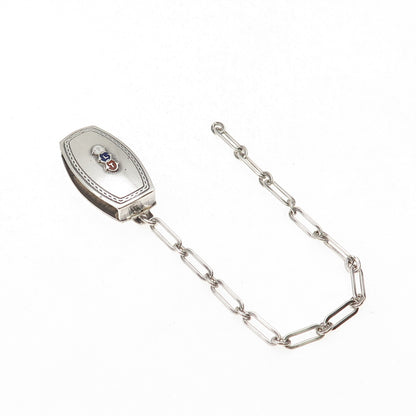 Hickok Quality Nickle Silver Antique Enamel FLT Mono Pocket Watch Loop Chain