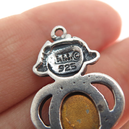 925 Sterling Silver Vintage EFS Mexico Glass Boy December Birthstone Pendant