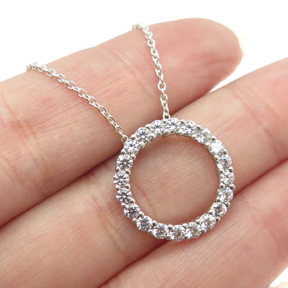 925 Sterling Silver Round-Cut Shaped C Z Circle of Life Cable Chain Necklace 18"