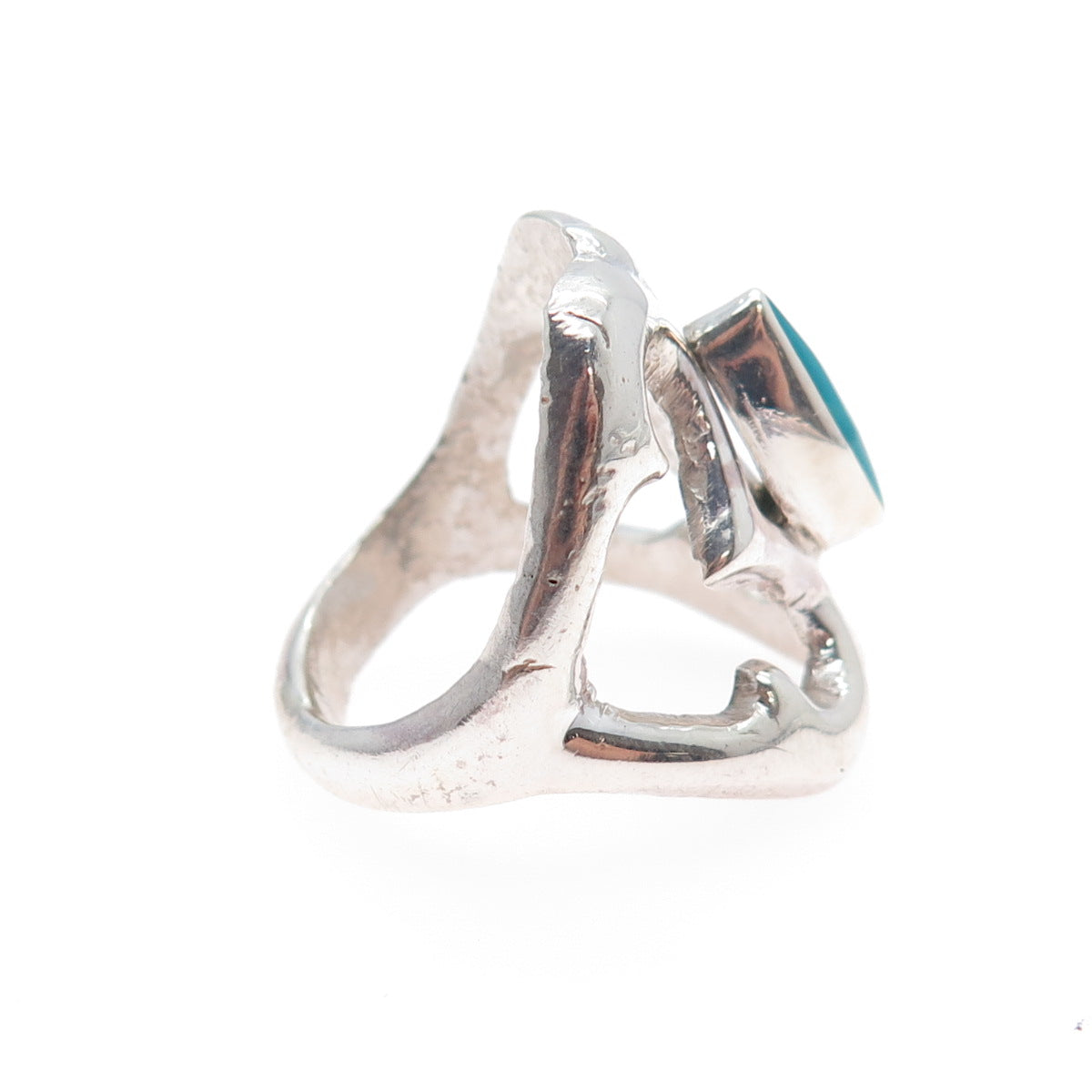 Old Pawn 925 Sterling Silver Vintage Southwestern Turquoise Tribal Ring Size 8