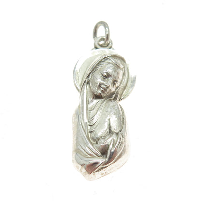 CREED 925 Sterling Silver Antique St. Mary & Baby Jesus Religious Pendant