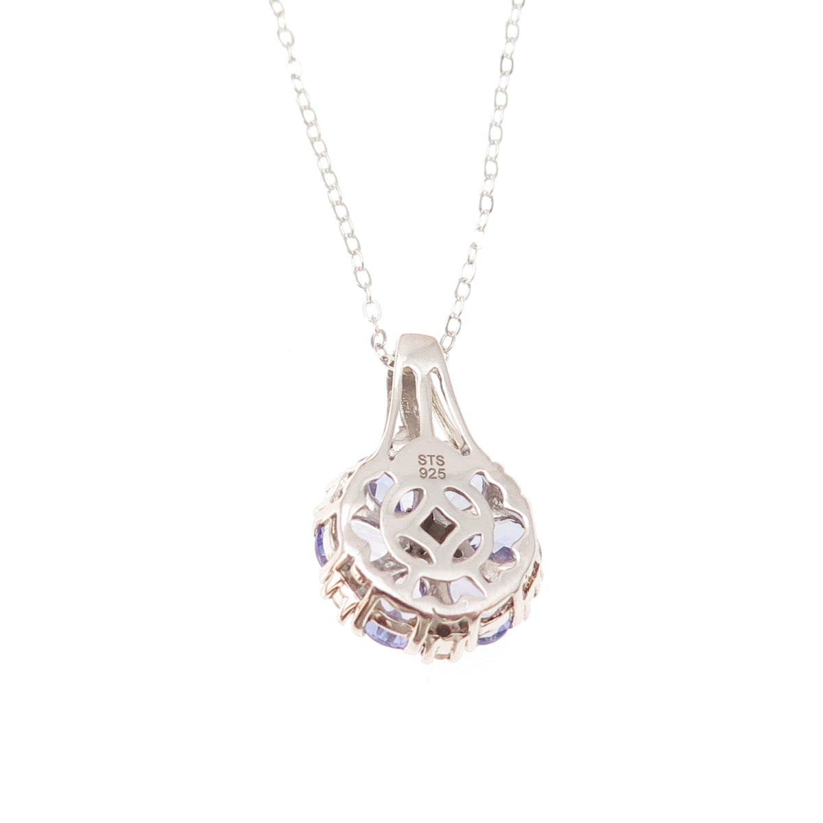 Chuck Clemency 925 Sterling Silver Real Tanzanite White Topaz Chain Necklace 20"