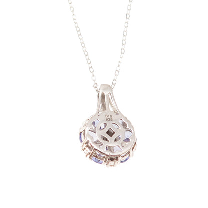 Chuck Clemency 925 Sterling Silver Real Tanzanite White Topaz Chain Necklace 20"