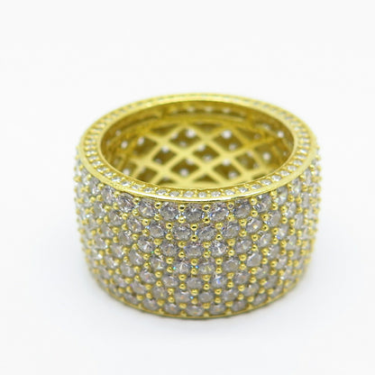 925 Sterling Silver Gold Plated C Z Band Ring Size 8.5