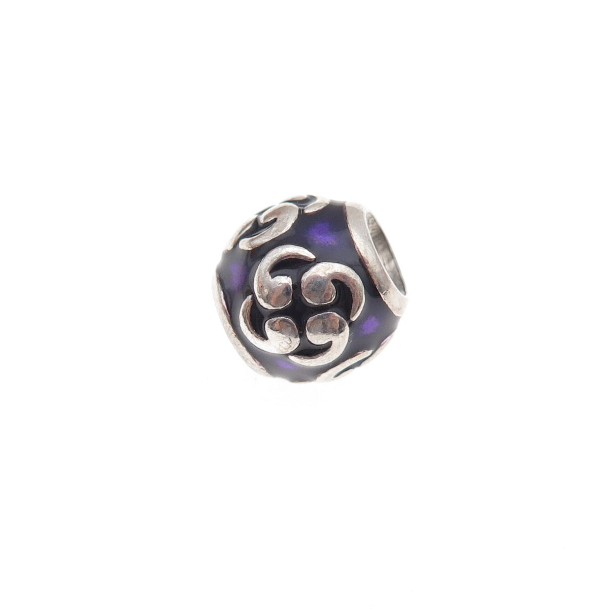Pandora 925 Sterling Silver Purple Enamel Zen Slide Bead Charm