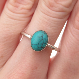 Old Pawn Sterling Silver Vintage Southwestern Kingman Turquoise Ring Size 7.5