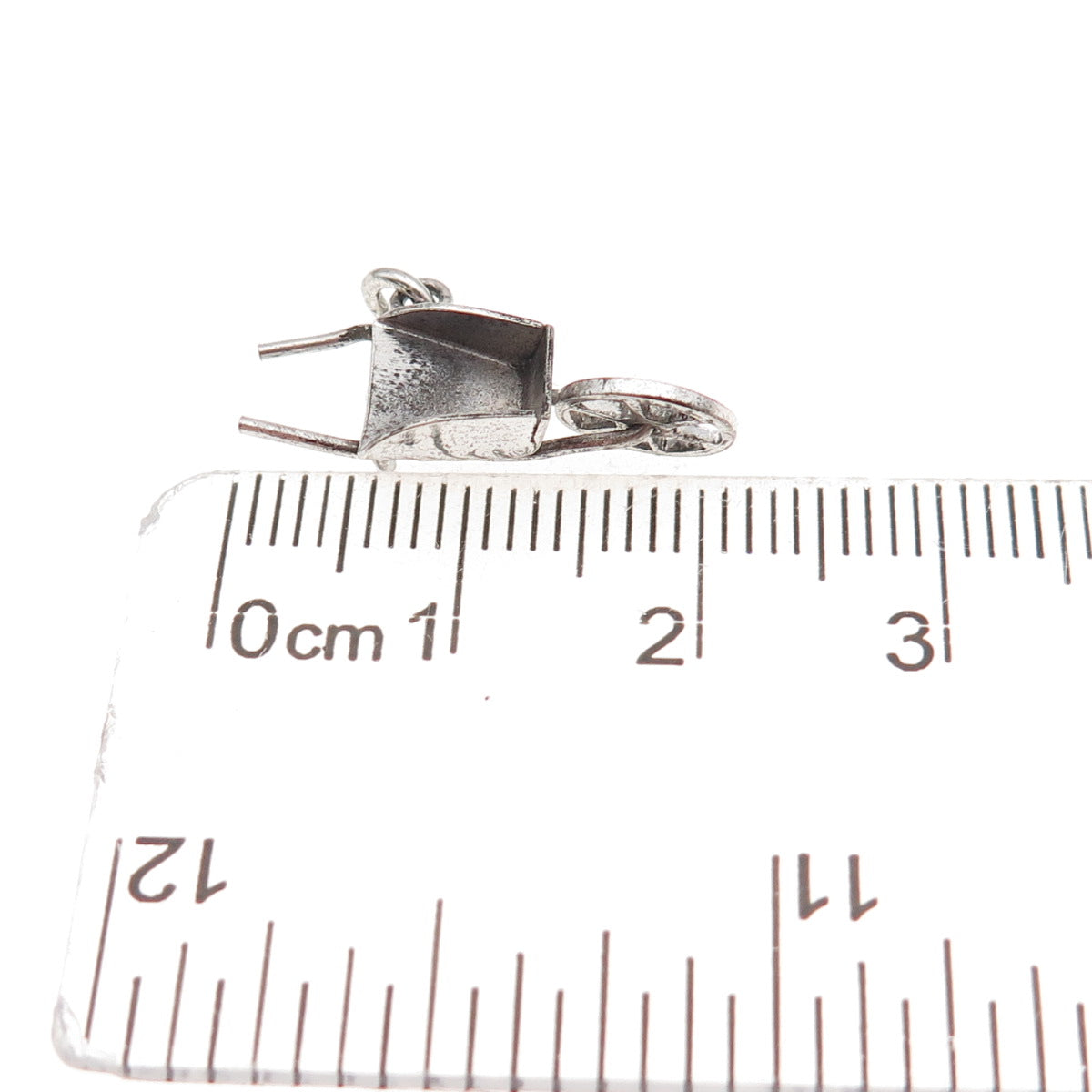 925 Sterling Silver Antique Art Deco Wheeled Cart Movable 3D Mini Charm Pendant