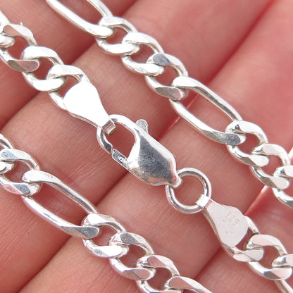 925 Sterling Silver Vintage Italy Figaro Chain Necklace 20"