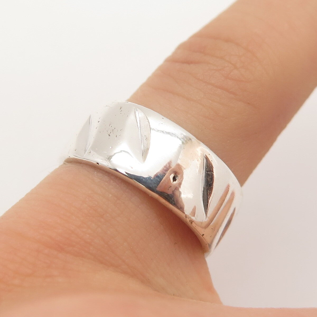 925 Sterling Silver Vintage Leaves Band Ring Size 6.5