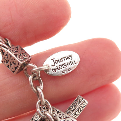 Lois Hill 925 Sterling Silver Vintage Journey Byzantine Link Bracelet 7.5"