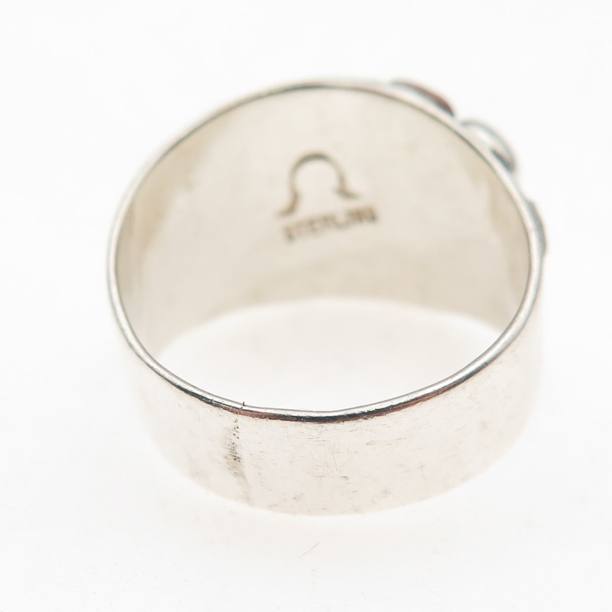 Alfred Joe Navajo Old Pawn Sterling Silver 3-Tone Vintage Tribal Ring Size 9.5