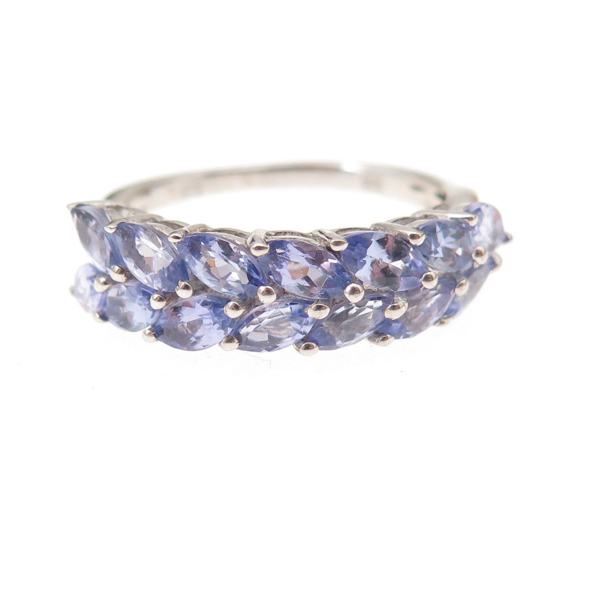 Chuck Clemency 925 Sterling Silver Real Marquise-Cut Tanzanite Ring Size 8