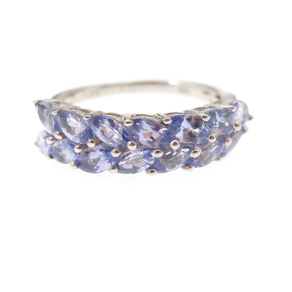 Chuck Clemency 925 Sterling Silver Real Marquise-Cut Tanzanite Ring Size 8