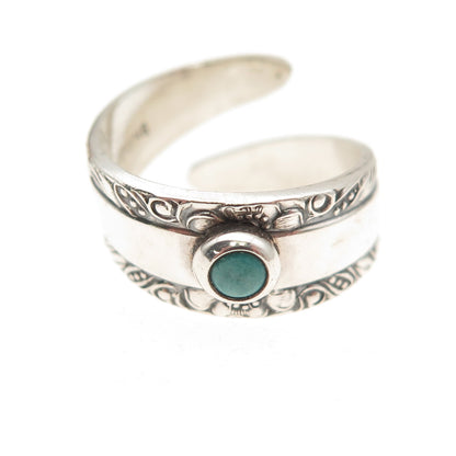 Towle Sterling Silver Vintage Real Turquoise Oxidized Adjustable Ring Size 4.25