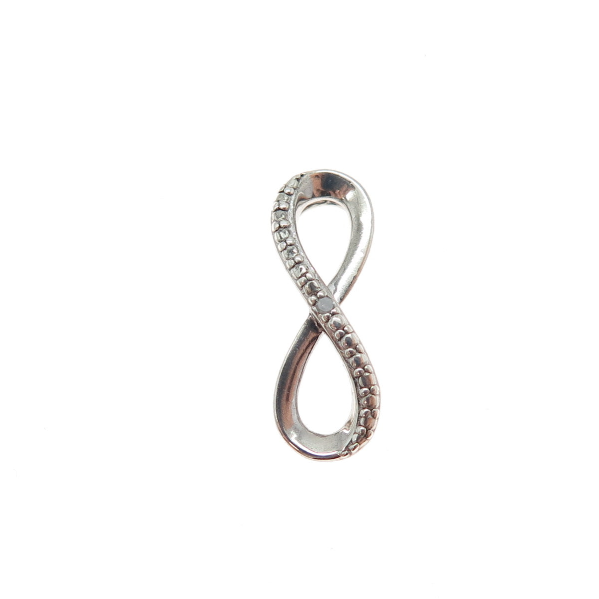 SAI 925 Sterling Silver Real Diamond Accent Infinity Mini Slide Charm Pendant
