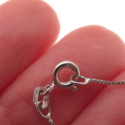 Hallmark 925 Sterling Silver Real Diamond Couple Heart Box Chain Necklace 18"