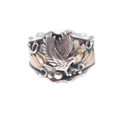 Jack Bly Kewa Old Pawn 925 Sterling Silver 2-Tone Vintage Eagle Ring Size 11.25