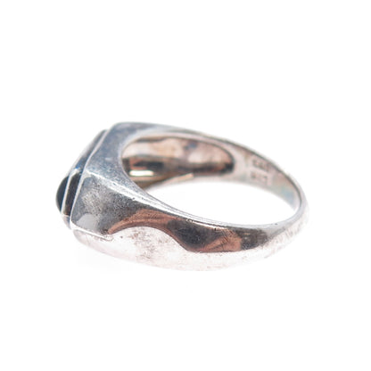 925 Sterling Silver Vintage S&G Real Black Onyx Oxidized Ring Size 10.25