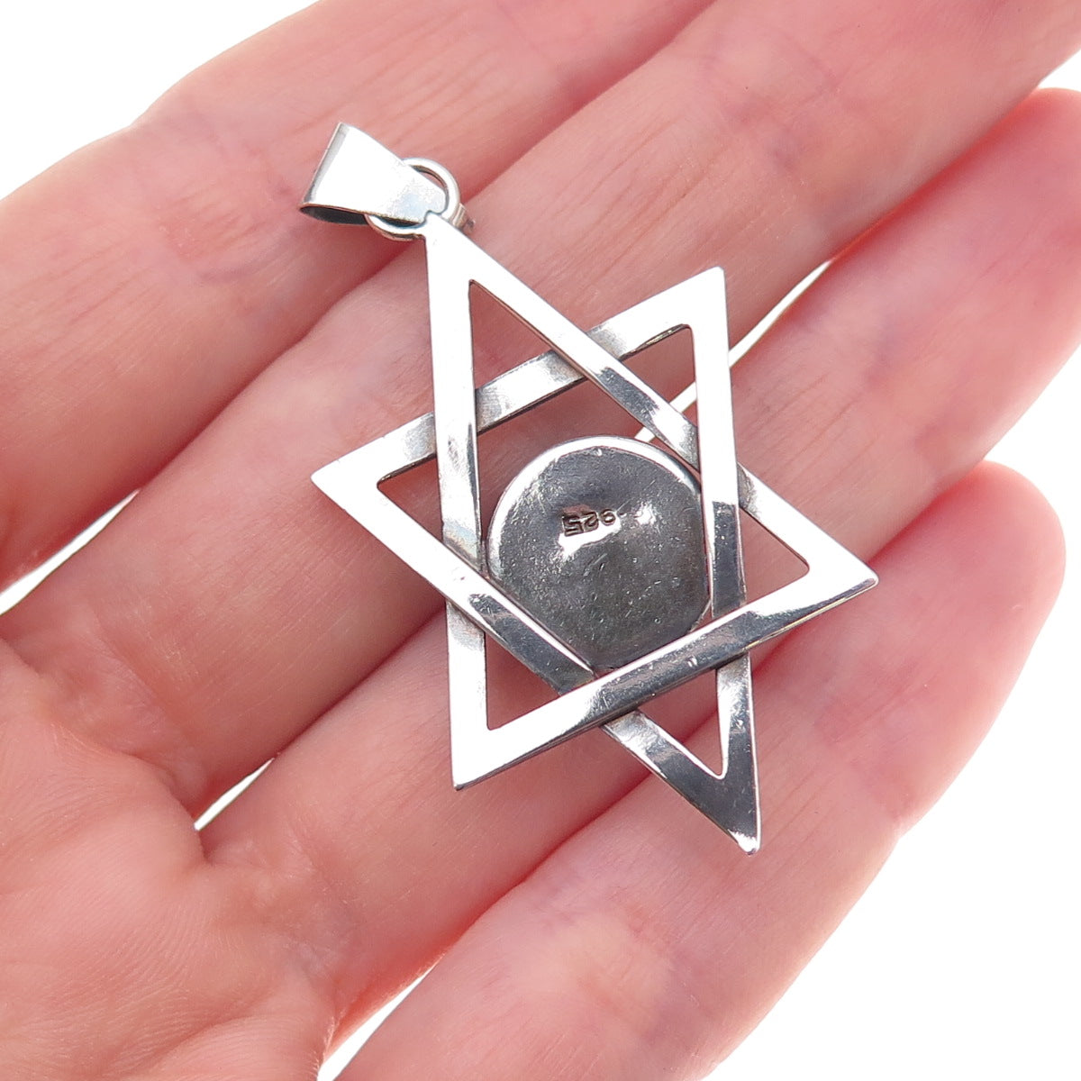 925 Sterling Silver Vintage Real Eilat Star of David Oxidized Charm Pendant