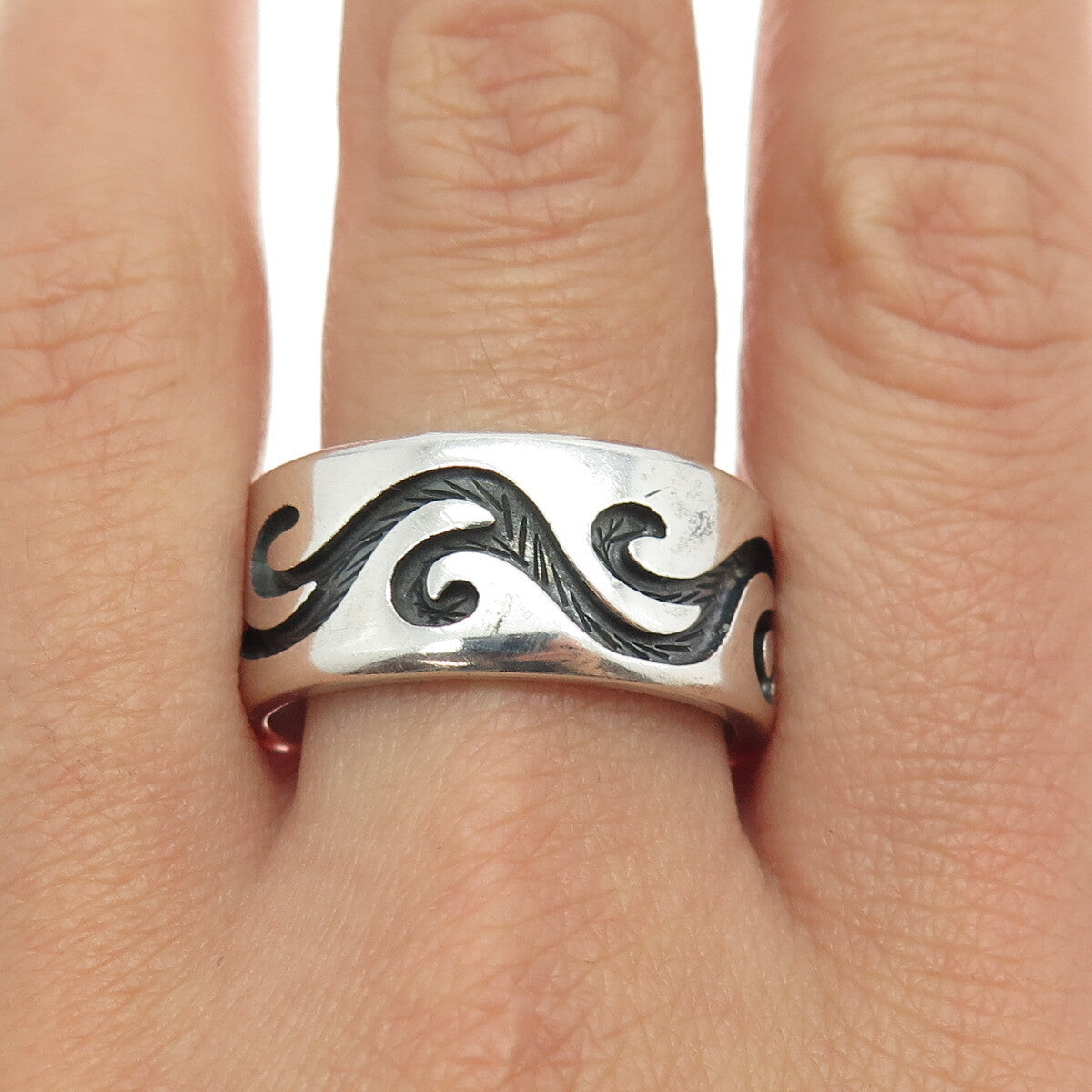 925 Sterling Silver Vintage Mexico Branches Band Ring Size 11.5