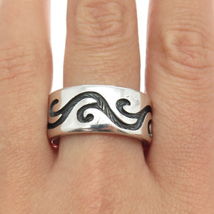 925 Sterling Silver Vintage Mexico Branches Band Ring Size 11.5