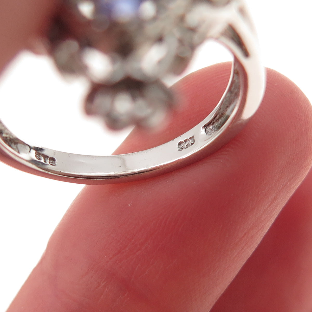 Chuck Clemency 925 Sterling Silver Real Tanzanite Cluster Ornate Ring Size 9