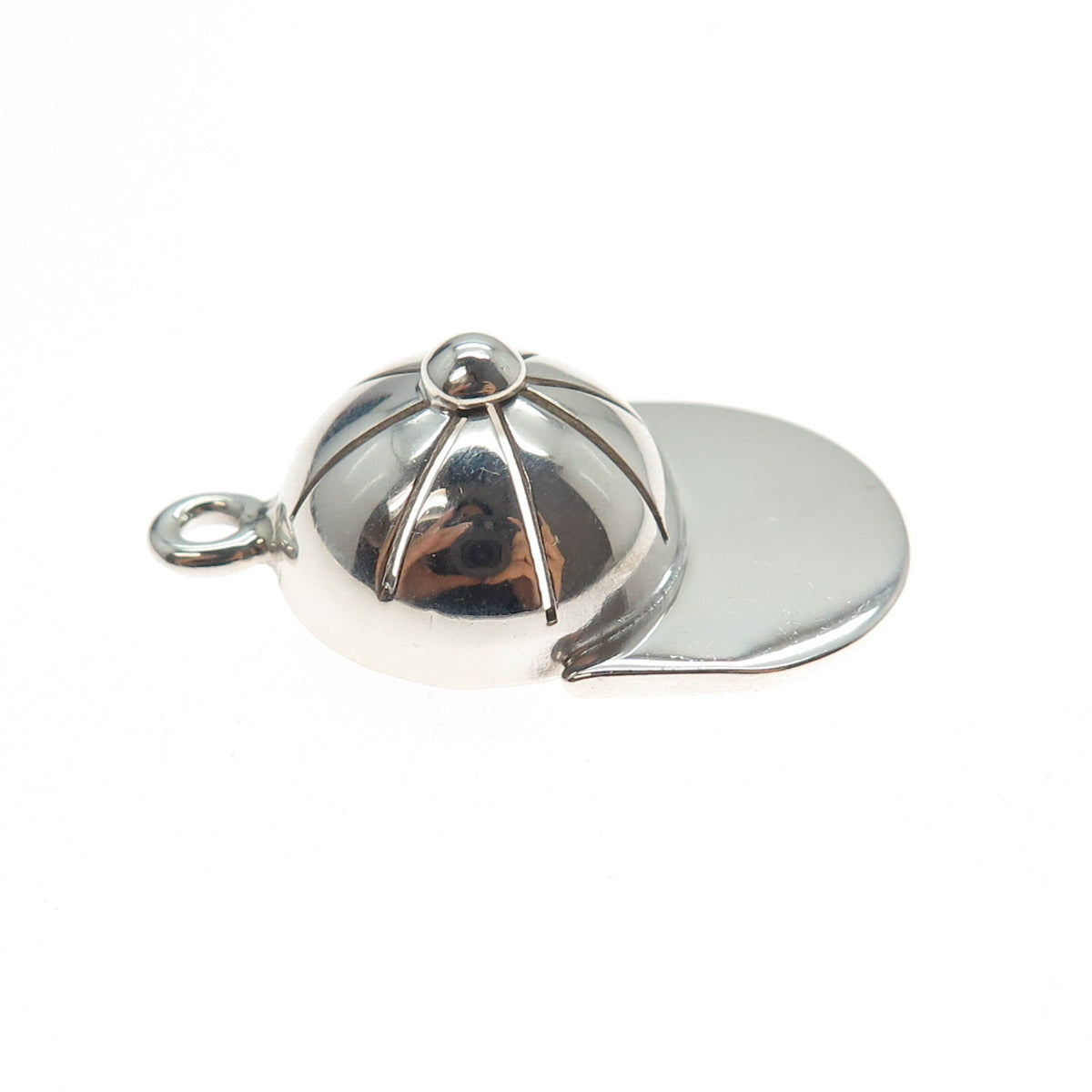 925 Sterling Silver Vintage Baseball Cap 3D Charm Pendant