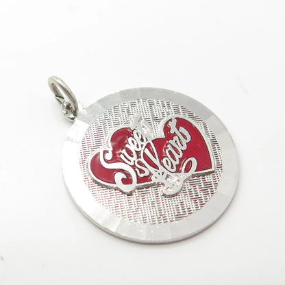925 Sterling Silver Vintage Griffith & Sons Co Enamel Sweet Heart Charm Pendant