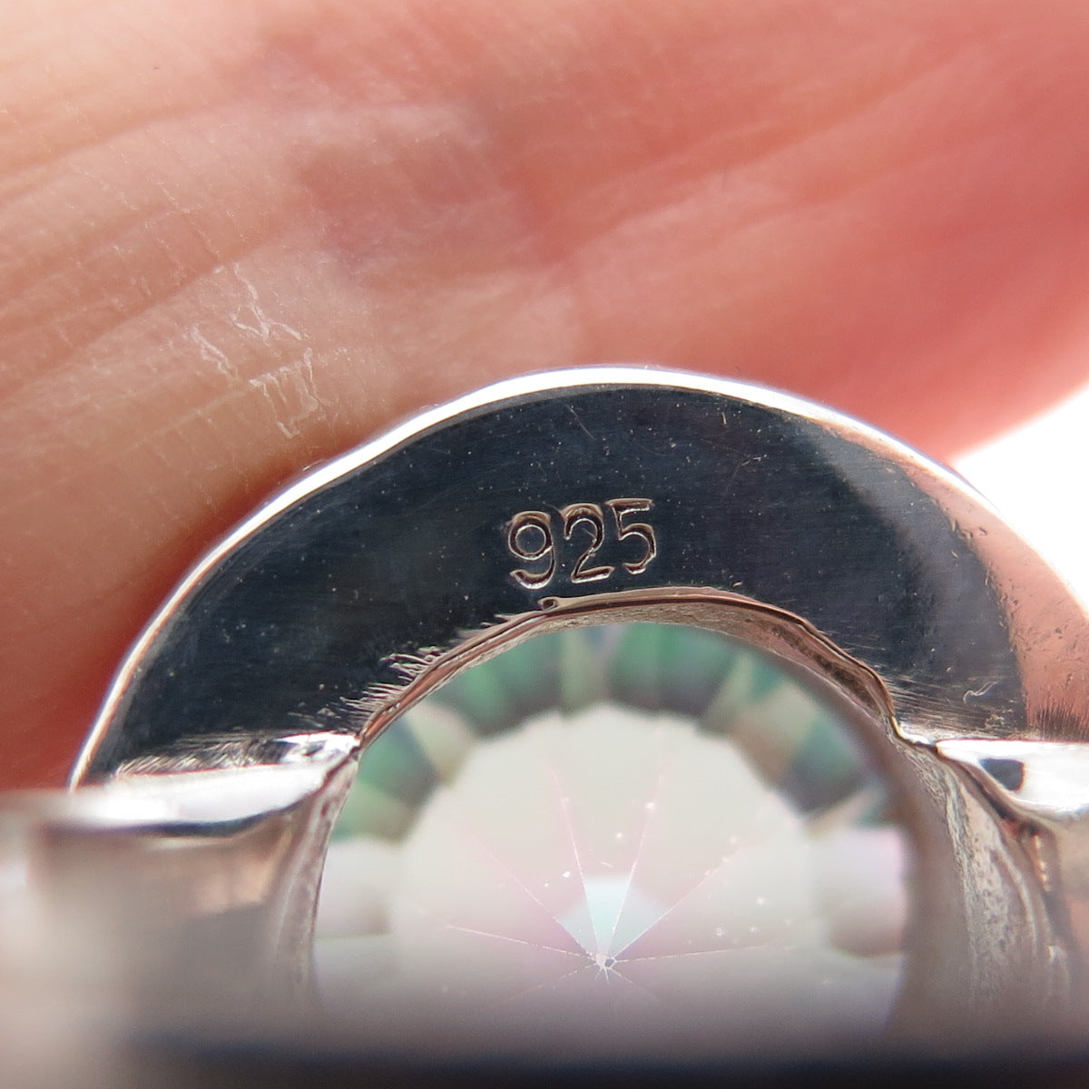 925 Sterling Silver Vintage Real Mystic Topaz Beaded Oxidized Ring Size 9.5