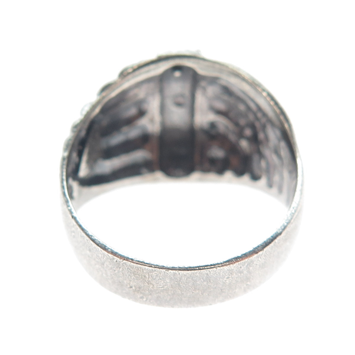 BEVERLY HILLS 925 Sterling Silver Vintage Diamond-Cut Oxidized Ring Size 9.25