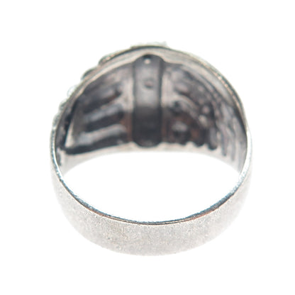 BEVERLY HILLS 925 Sterling Silver Vintage Diamond-Cut Oxidized Ring Size 9.25