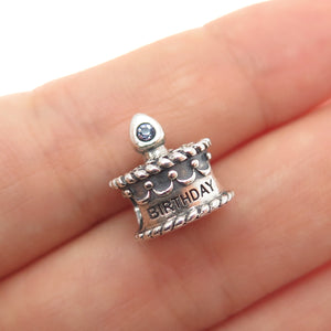 OHM 925 Sterling Silver Round-Cut Purple C Z June Birthday Cake Bead Charm