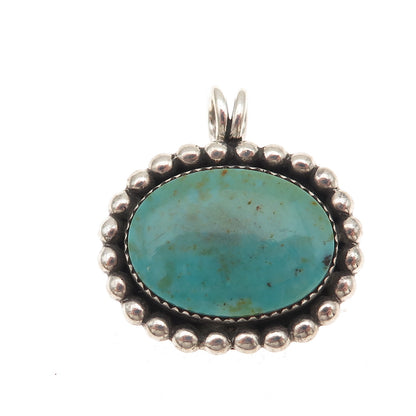 Old Pawn Sterling Silver Vintage Southwestern Turquoise Beaded Tribal Pendant