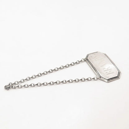 925 Sterling Silver Vintage London C. J. Vander Ltd. 1978 "Brandy" Bottle Tag