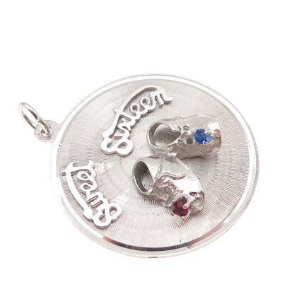 MARK MERCY 925 Sterling Silver Vintage Rhinestone Sweet Sixteen Charm Pendant