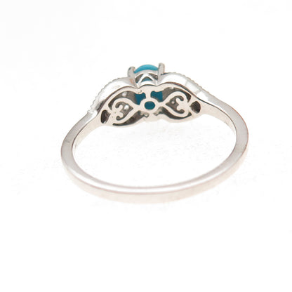 Chuck Clemency 925 Sterling Silver Real Turquoise & White Topaz Ring Size 8.25