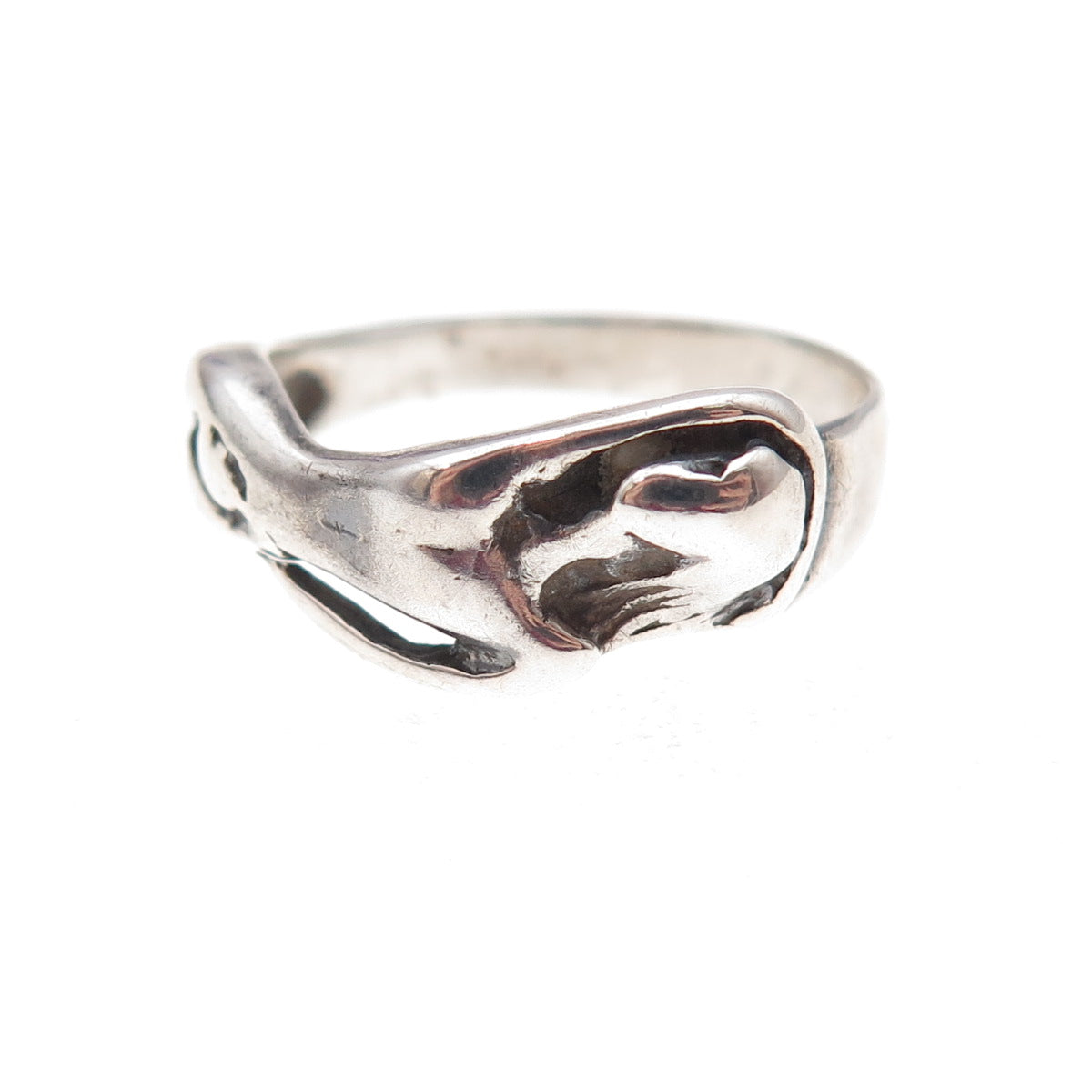 925 Sterling Silver Vintage Erotic Scene Oxidized Ring Size 8